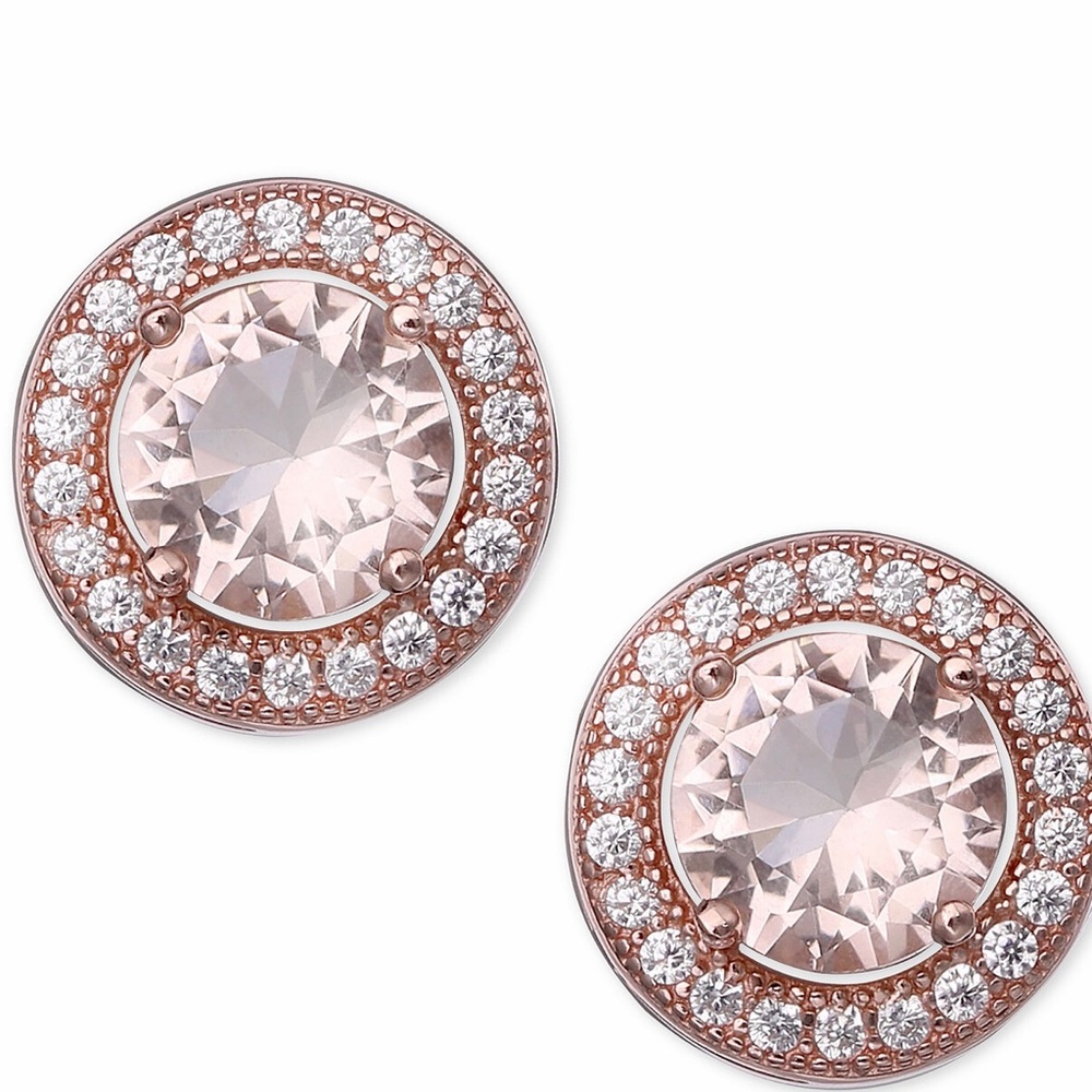 Gianni Bernini 18k Rose Gold Pavé CZ Studs